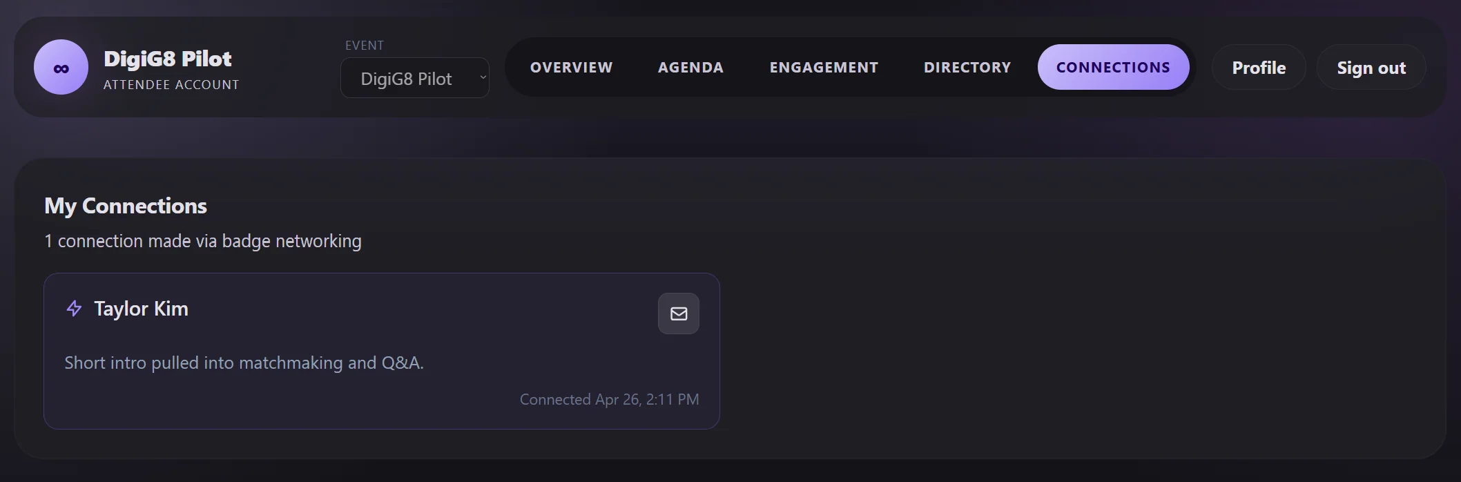 Connection saved to platform