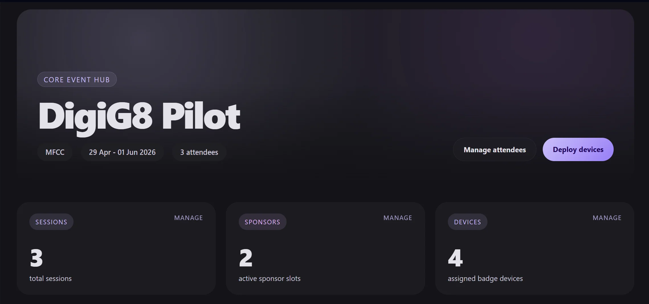 Event dashboard